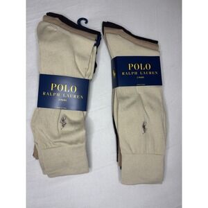 POLO Ralph Lauren 3 Pack Men's Dress Socks Brown & Tan Bundled Lot of 2 NEW